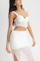 SET CROP TOP & FALDA AISA MARFIL