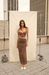 SET CROP TOP & FALDA AISA ESPRESSO