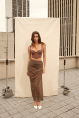 SET CROP TOP, FALDA & PANTY AISA ESPRESSO