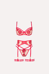 SET AGUSTINA ROJO CEREZA CON LIGUERO Y CHOKER