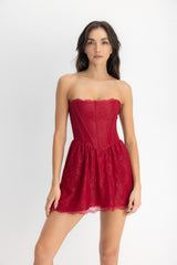VESTIDO PEDRINA ROJO CHERRY