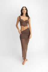 SET CROP TOP & FALDA AISA ESPRESSO