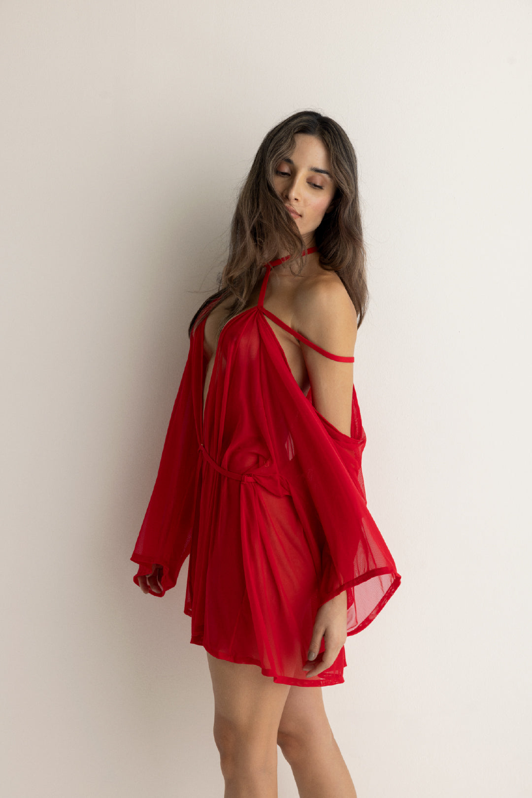 KIMONO VOILE ROJO CEREZA